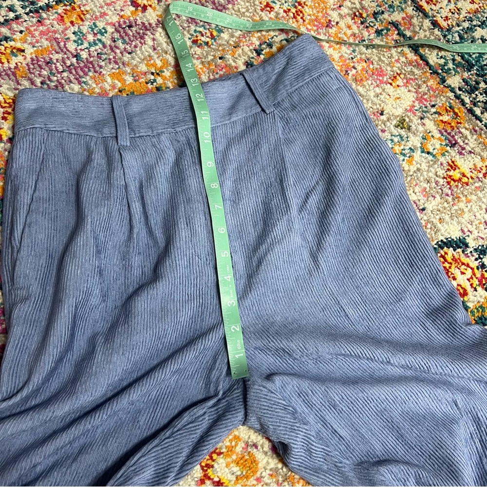 Reiss Thea Tapered Pleated Corduroy Blue Trousers Straight Leg Pants - Picture 12 of 14